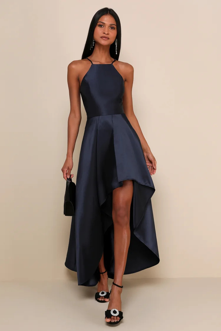 Broadway Show Navy Blue High-Low Gown | Lulus