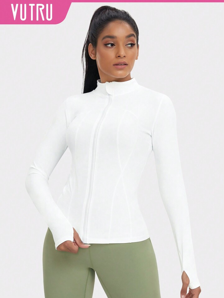 VUTRU Women's Slim Fit Athletic Jacket With Thumbholes Compression Shirt | SHEIN