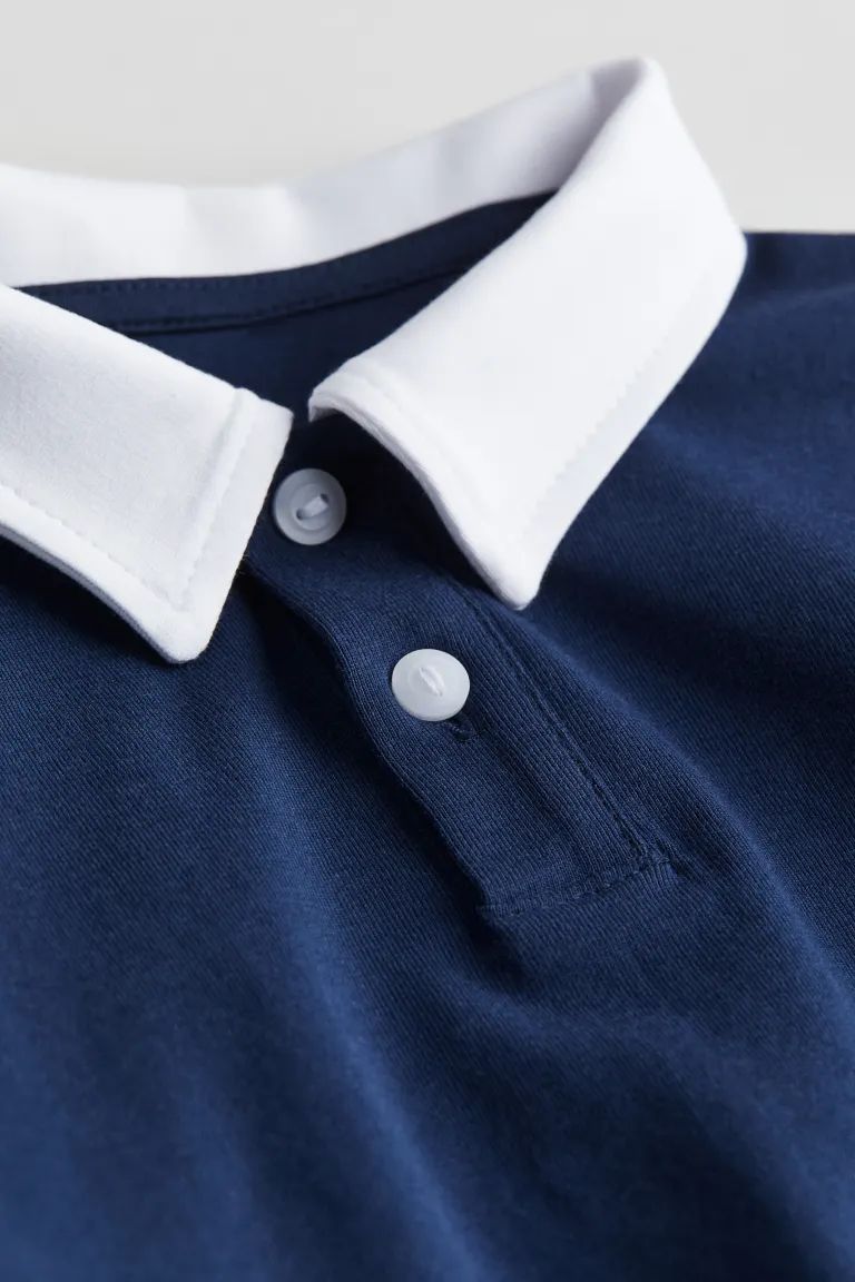 Cotton Jersey Polo Shirt - Dark blue - Kids | H&M US | H&M (US + CA)