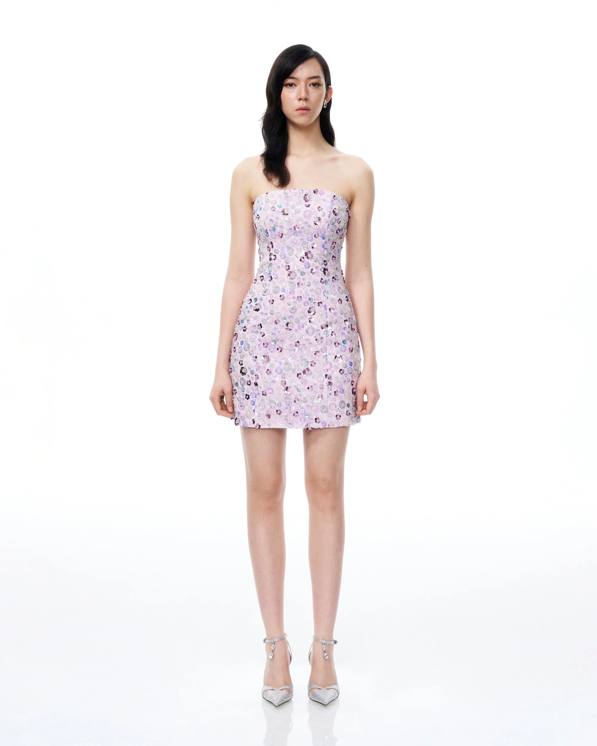 Esme Floral Sequin Embroidered Mini Dress - Purple | JW PEI US