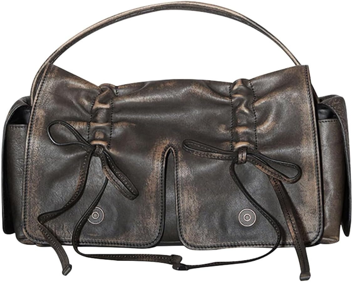 Juoxeepy Multipocket Shoulder Bag Drawstring Bow Purse Vintage Y2K Handbag for Women Trendy Clutc... | Amazon (US)