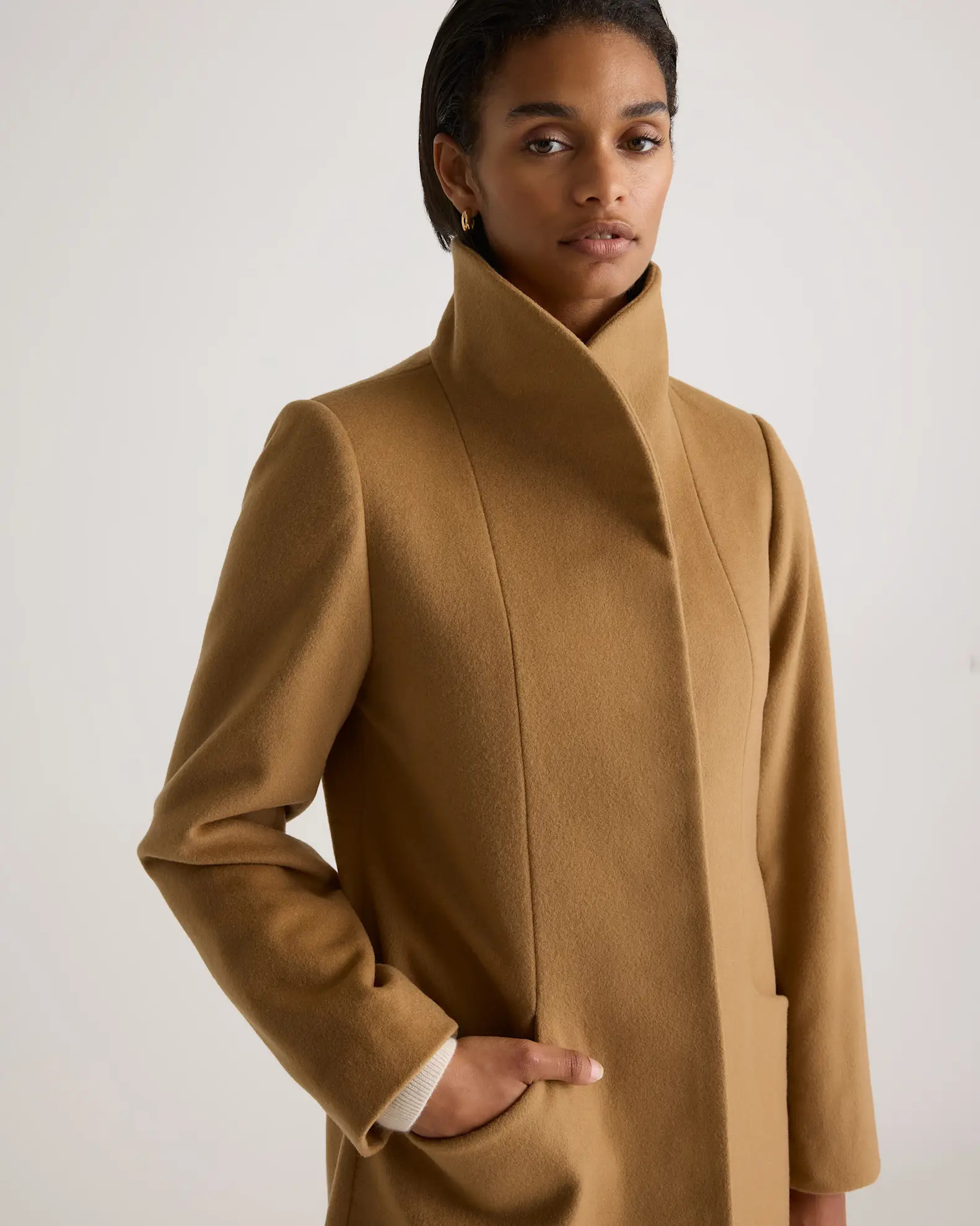 Italian Wool Cocoon Coat in Caramel | Quince