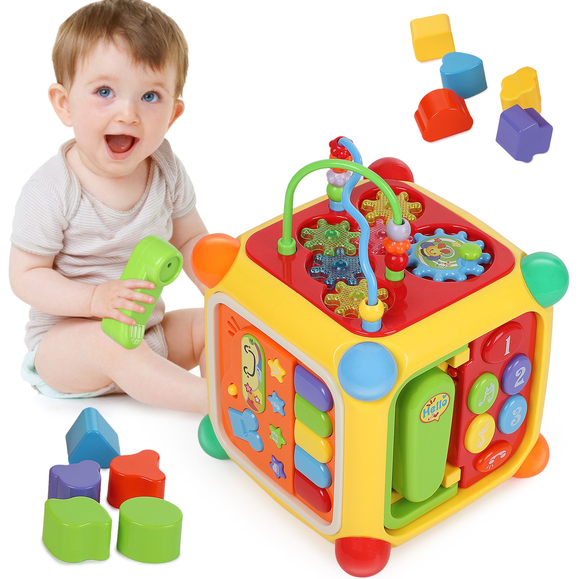 Sqnox Baby Activity Cube with Music, 6 in 1 Learning Toys for Infants, Montessori Educational Toy... | Walmart (US)