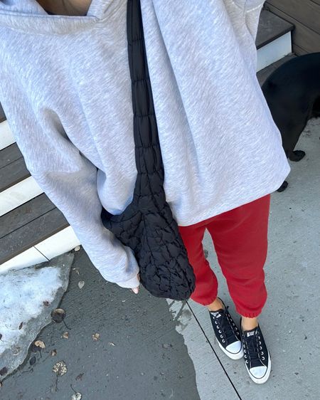 Casual look, would be so cute with darker burgundy sweatpants! I’ve linked a few I like (mine are old from H&M).
My hoodie is from Amazon and so cozy! I sized up to M for a roomy fit.
Converse fit big, I go down 1/2 size


#LTKshoecrush #LTKover40 #LTKstyletip