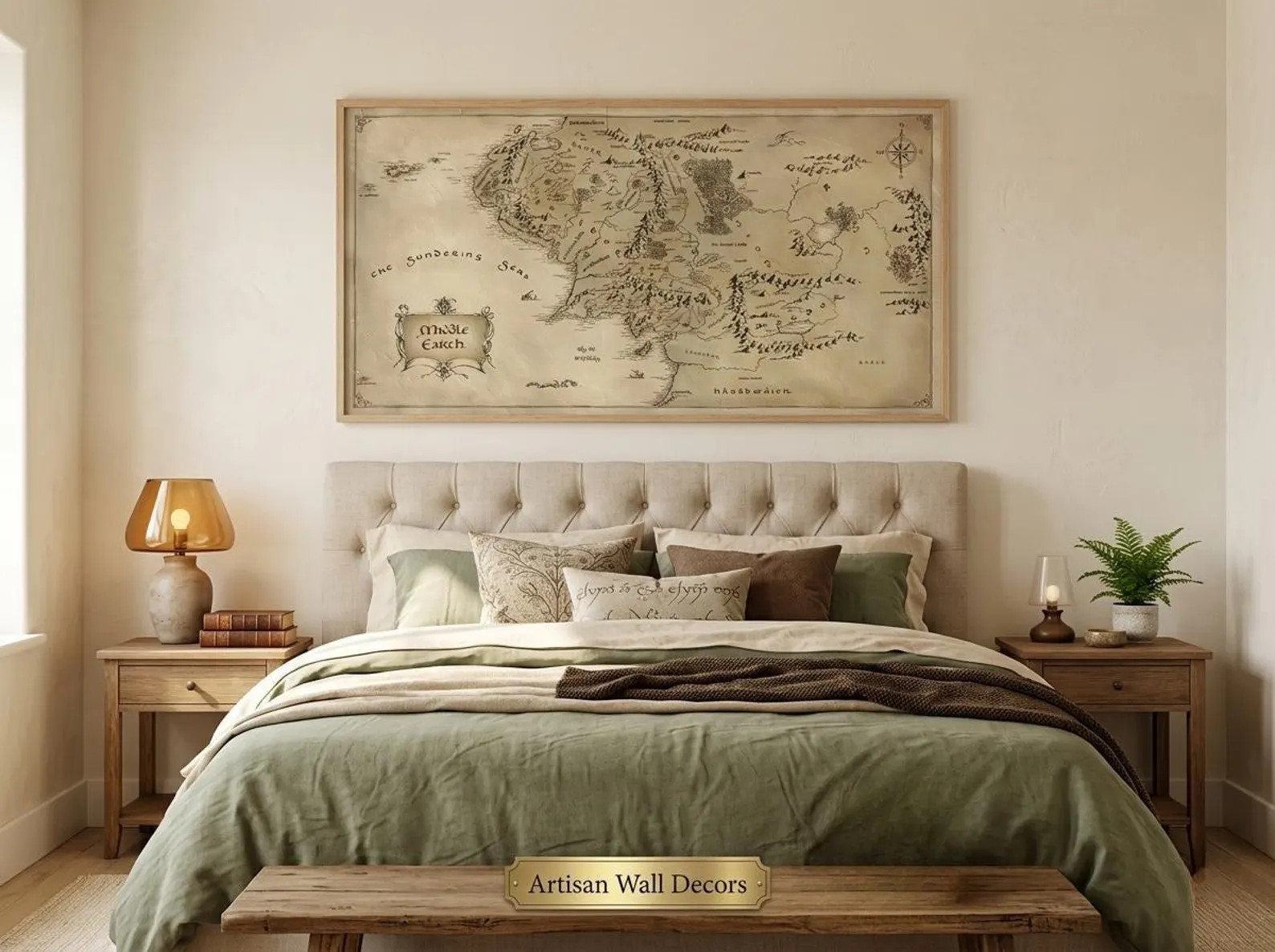Middle Earth Map Print, Tolkien Inspired Vintage Cartography Poster (Canvas) | Etsy (Global)