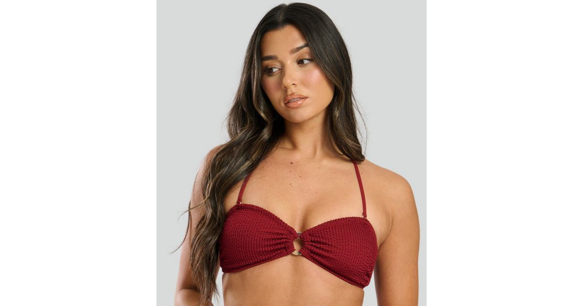 South Beach Burgundy Crinkle Bandeau Bikini Top
						
						Add to Saved Items
						Remove from... | New Look (UK)
