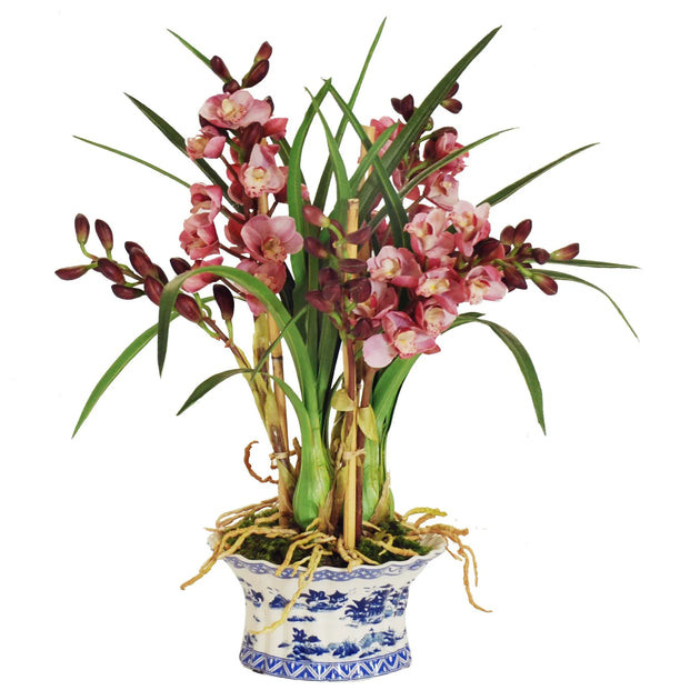 Orchid in Chinoiserie Planter Faux Arrangement | Cailini Coastal