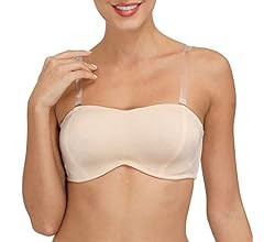 DHX Women's Strapless Bandeau Bra with Clear Straps Multiway Removable Pads Plus Size Bras for La... | Amazon (US)