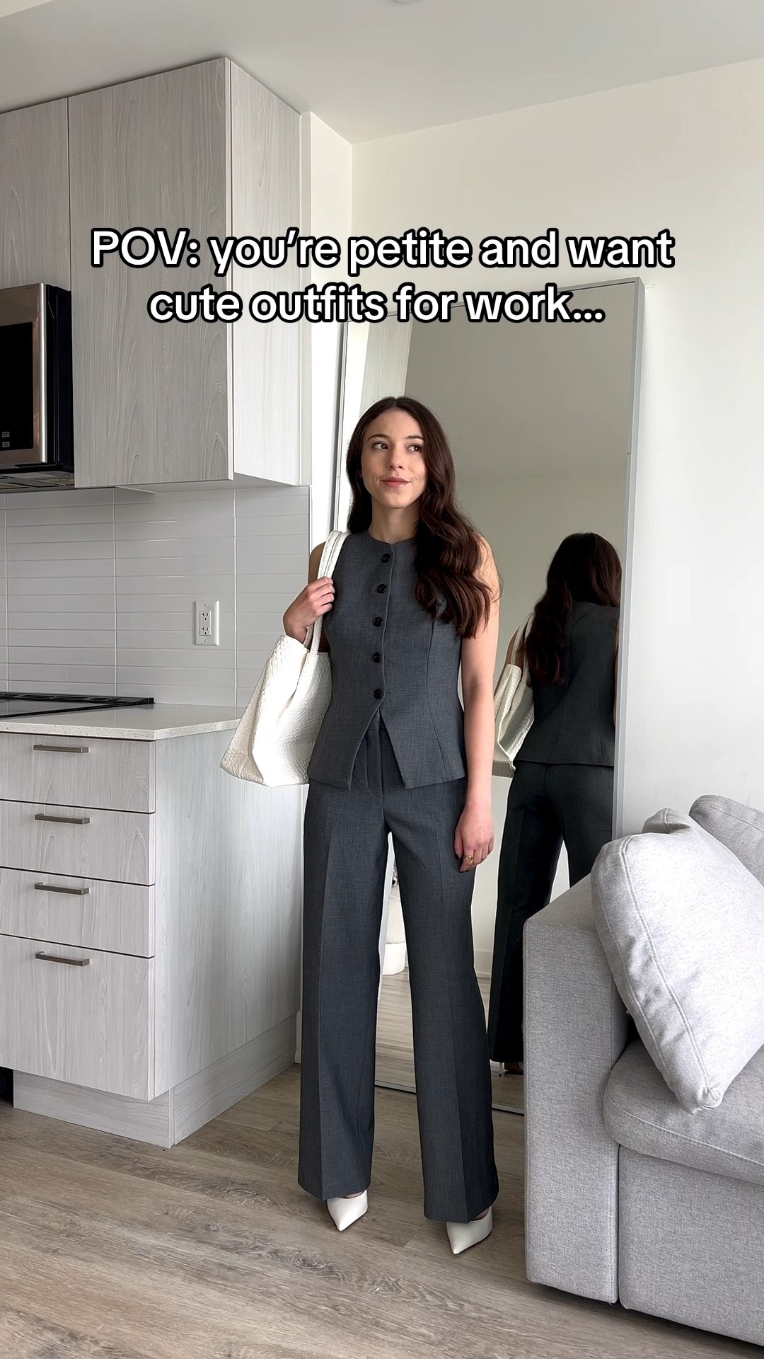 Petite-friendly work outfit inspo 👩🏻‍💻

The black pants I’m wearing are discontinued, but I found the closest dupe I could find! The skirt is from Abercrombie and is also discontinued, so I linked one from aritzia that I’ve have other videos wearing (it fits exactly the same). The tweet jacket is also discontinued from Goelia, so I linked similar dupes. 

Sizing: 
Grey top - 00
Grey pants - 00 SHORT 
Cardigan - XXS 
Pleated skirt - XXS 
Mockneck bodysuit - XXS 
Jeans - 23w 
Striped top - XXS 
Satin skirt - 00 
Tweed jacket - XS 
Long sleeve bodysuit - XXS 
Black pants - 00 
Vest - 00 



#LTKpetite #LTKcanada #LTKworkwear