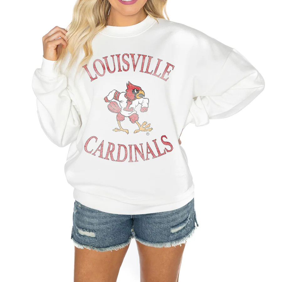 Louisville Cardinals Gameday Couture Women's Good Vibes Premium Fleece Drop Shoulder Pullover Swe... | Fanatics