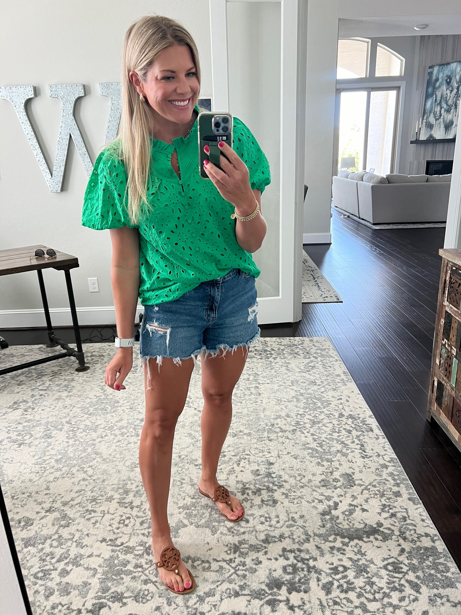 Casual Summer Fashion 

summer fashion  summer style  women's summer look  women's fashion  green blouse  denim shorts  FitMomming  

#LTKFindsUnder100 #LTKSeasonal #LTKStyleTip