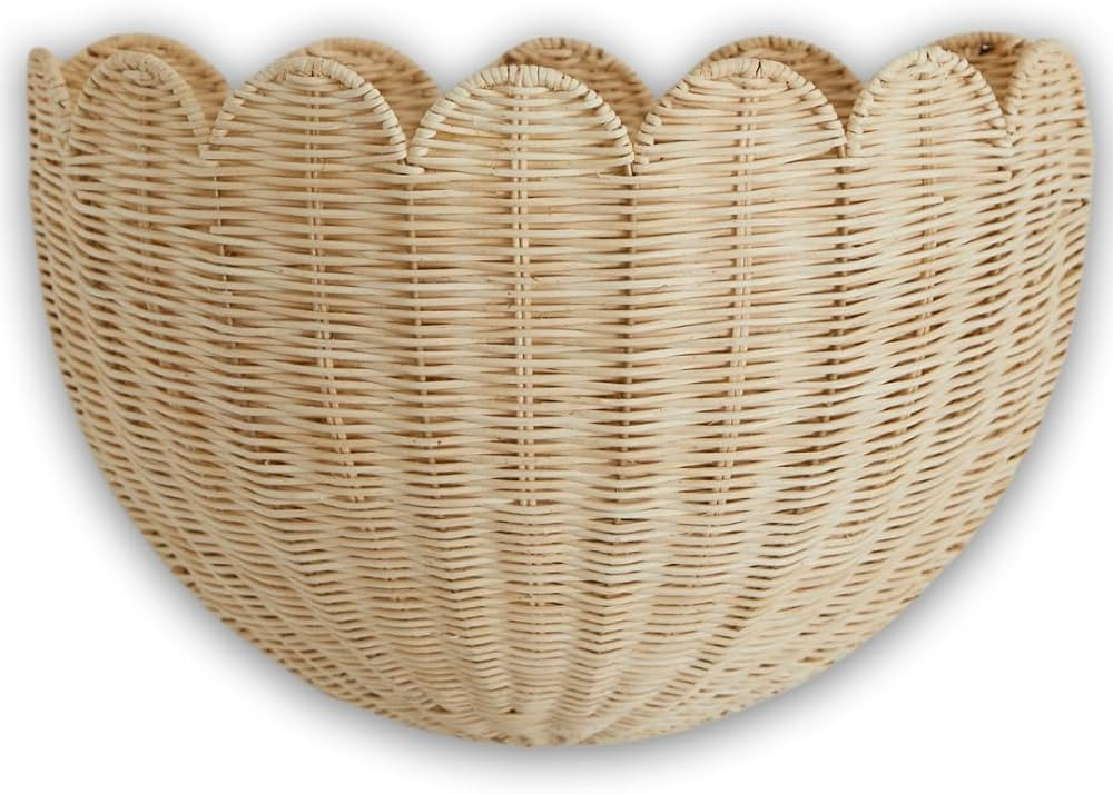 Scalloped Wicker Wall Basket - Hand Woven Scalloped Basket – Scalloped Décor Wall Hanging Bask... | Amazon (US)
