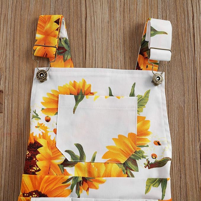 Toddler Baby Girl Sunflower Print Overalls Shorts with Pocket Suspender Trousers Cute Summer Clot... | Amazon (US)