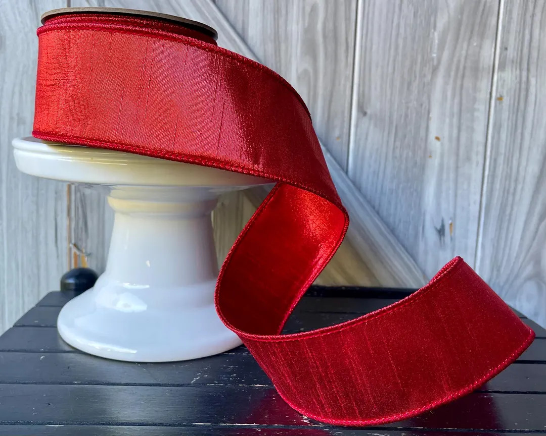 D Stevens, 10 Yards, 2.5 Inch Wire Ribbon, Red Metallic Ribbon, Metallic Ribbon, Red Ribbon, Chri... | Etsy (US)