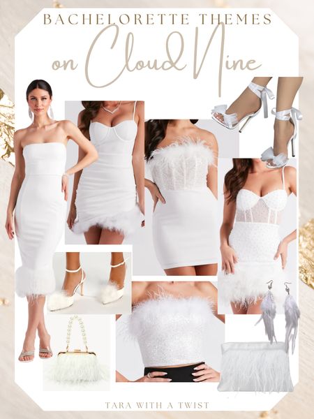 Bride to Be outfits for a Cloud 9 themed bachelorette! 

Bachelorette outfit. Bridal outfit. Bride to be outfit. On Cloud Nine. White bachelorette dress. White feather dress. Bridal shoes. 

#LTKSeasonal #LTKwedding #LTKparties