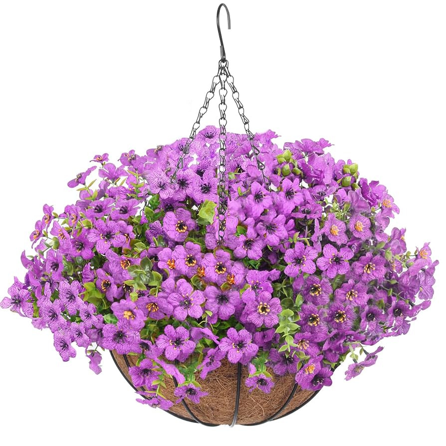 Artificial Hanging Faux Flowers Basket, Fake Silk Daisy Eucalyptus Plants Arrangement,for Spring ... | Amazon (US)