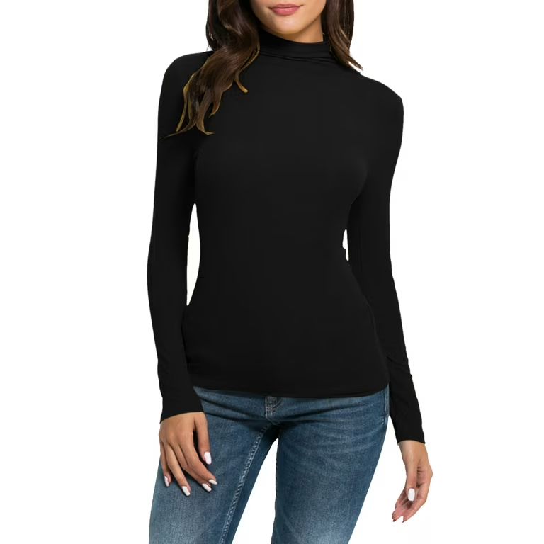 BJUTIR BJUTIR Long Sleeve Tshirts For Women Casual Solid Turtleneck Blouse Tops Slim Womens T-Shi... | Walmart (US)