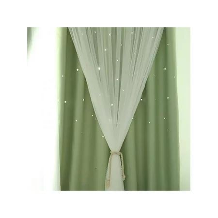 Topumt Romance Double-Deck Cloth Blackout Floor-Standing Star Hollow Curtain | Walmart (US)