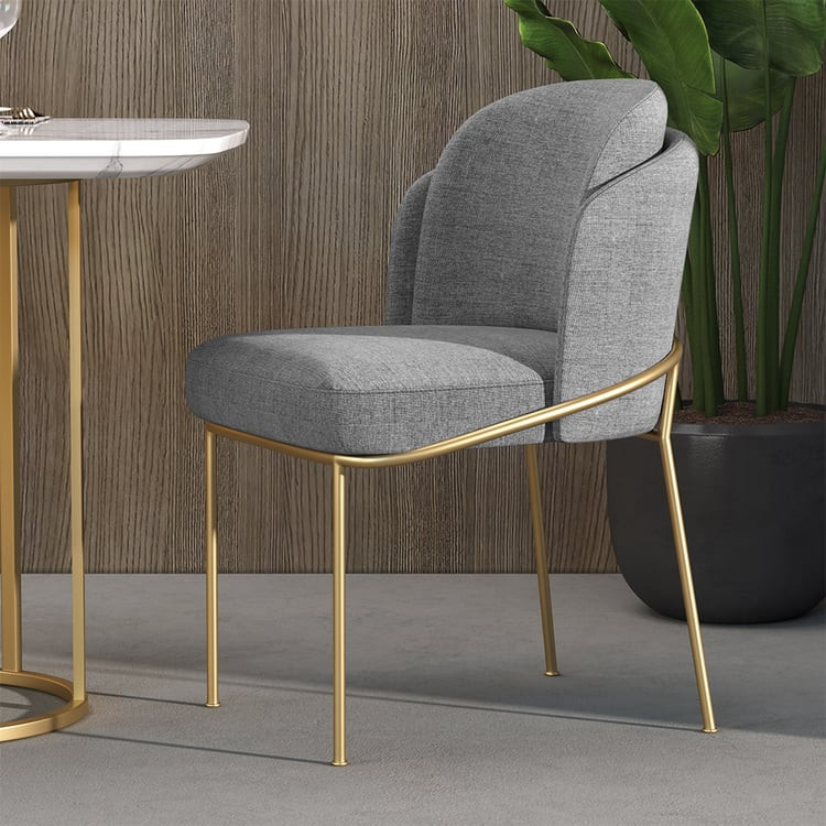 Linenic Series Modern Dining Chairs with Linen Upholstery Gray | Homary