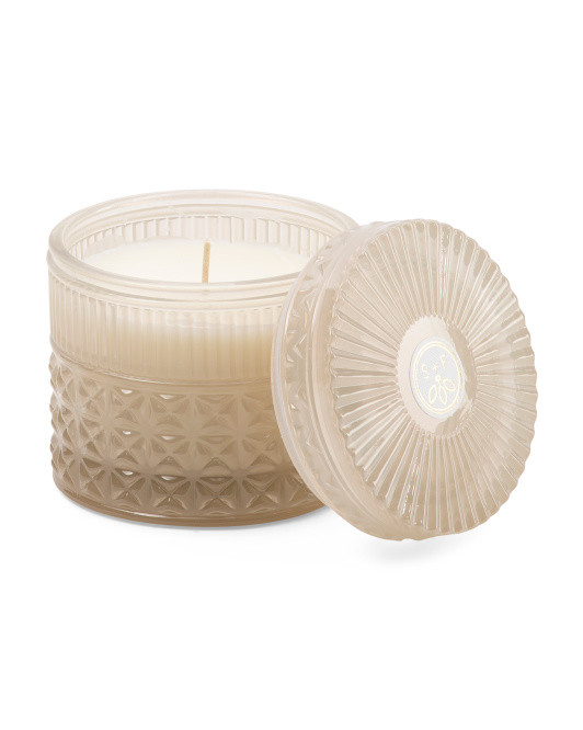 9.5oz Molded Glass Crisp White Candle | TJ Maxx