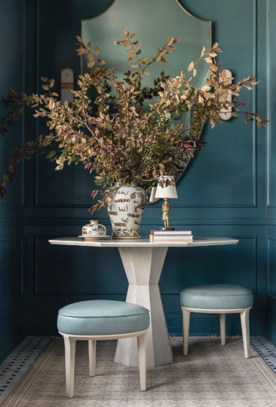 entryway table, vase, lamp, stool 

 #LTKHome