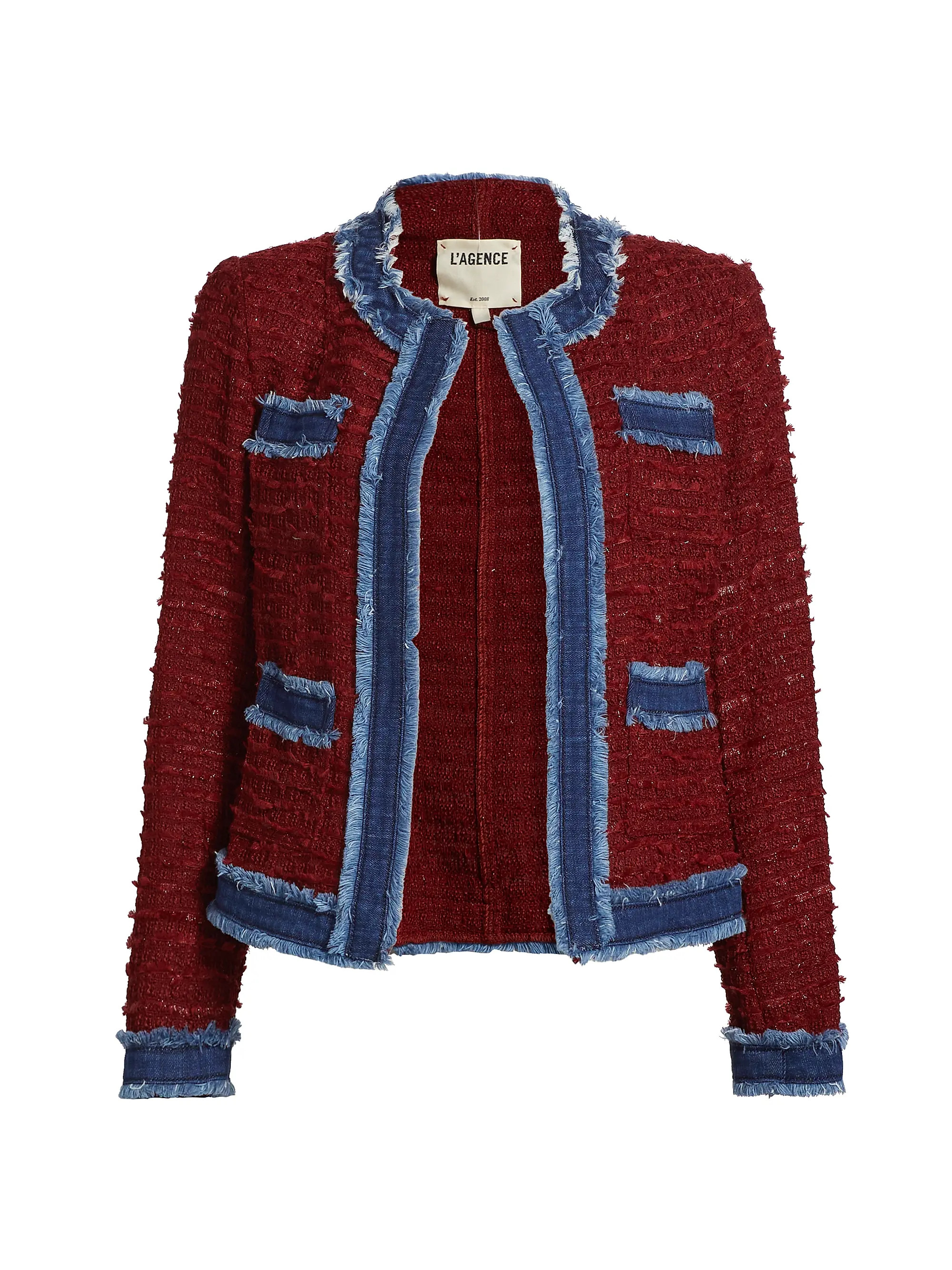 Agnes Tweed Denim Tipped Jacket | Saks Fifth Avenue