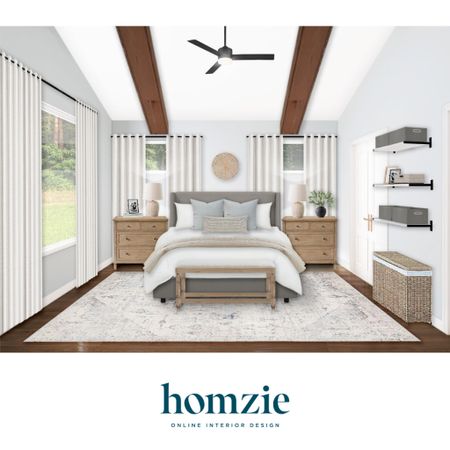 We loved designing this modern coastal bedroom for our virtual interior design client. This space features a gorgeous grey bed frame with a white duvet, matching wooden dressers and bedside tables, a full-length mirror, and floating shelves for extra storage.

Work 1:1 with a Homzie virtual interior designer for a low flat-rate and receive a custom, shoppable decorating plan! - all online.  Get started homziedesigns.com/work-with-us 

#LTKHome #LTKSaleAlert #LTKFindsUnder100
