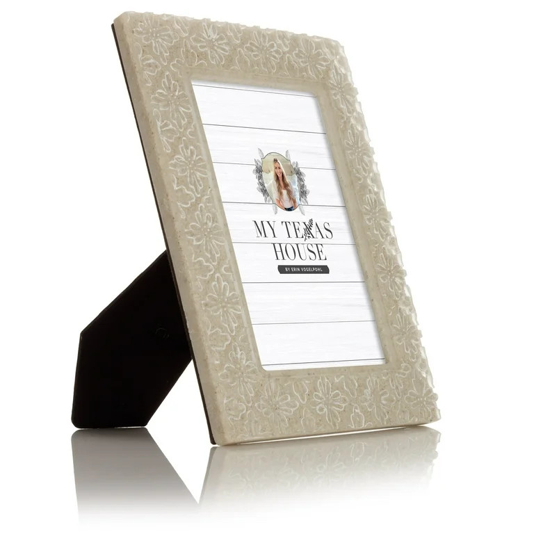 My Texas House Modern Farmhouse Antique White Floral Embossed 5x7 Tabletop Picture Frame | Walmart (US)