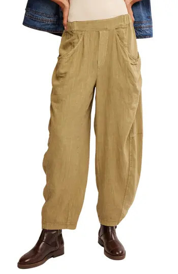 Free People High Road Pull-On Linen Blend Barrel Pants in Python at Nordstrom Rack, Size X-Small | Nordstrom Rack
