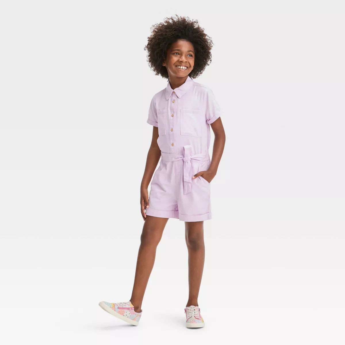 Girls' Short Sleeve Woven Romper - Cat & Jack™ | Target