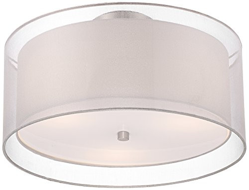 Possini Euro Design Double Drum 18" Wide White Ceiling Light | Amazon (US)