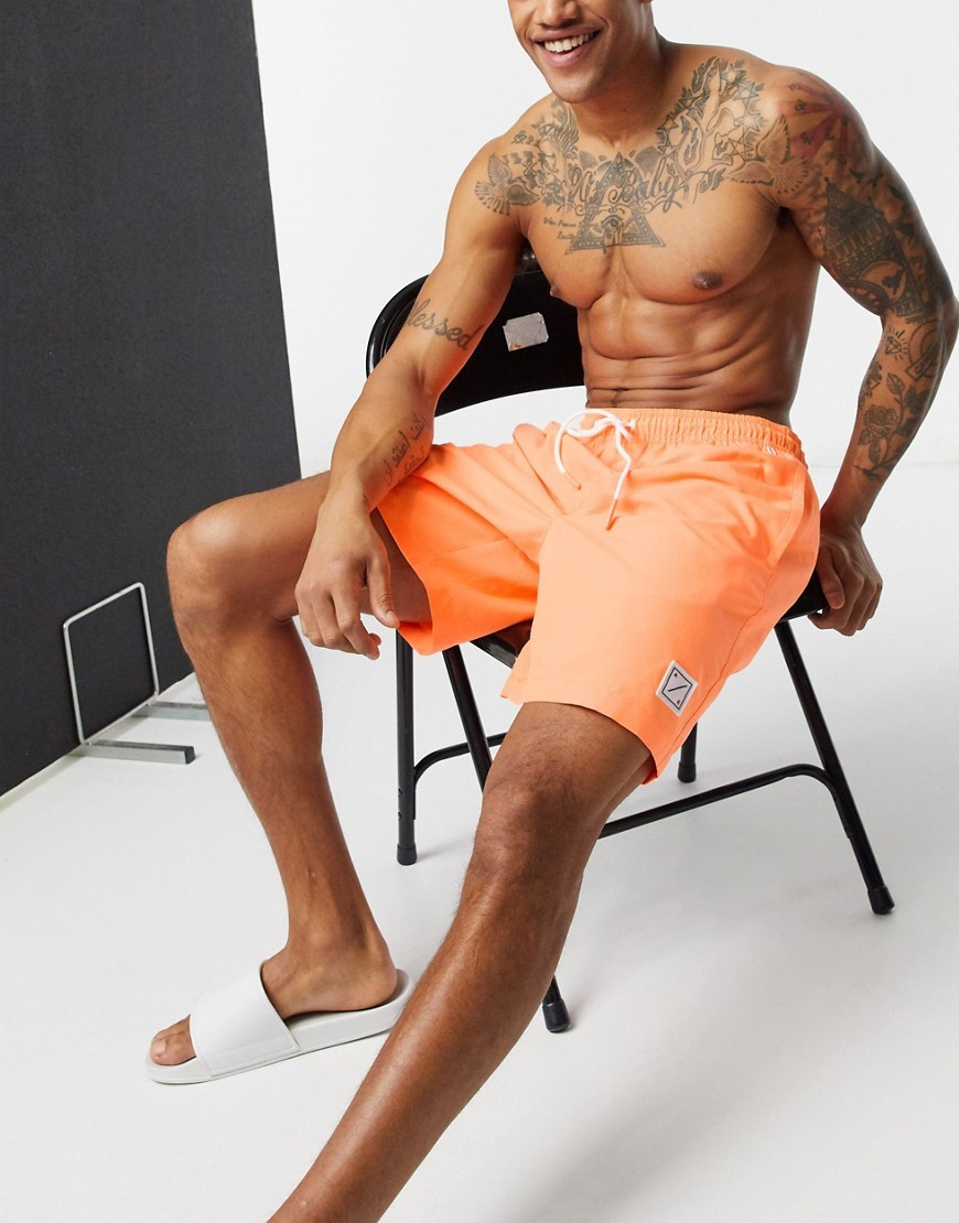 American Eagle 8 inch logo swim shorts in peach pink | ASOS (Global)