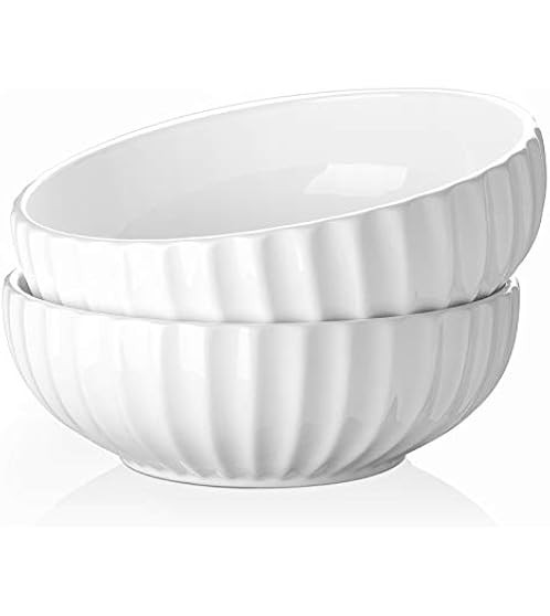 White Serving Bowls For Entertaining - Large Salad Bowls, Ceramic Serving Dishes, Extra Large Bow... | Amazon (US)