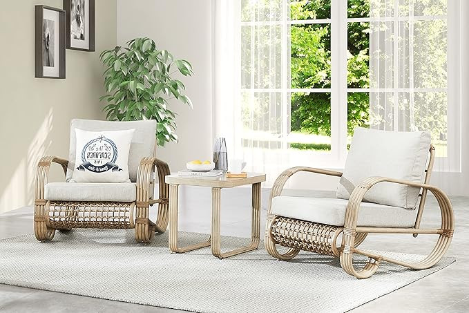 Ulax furniture 3-Piece Outdoor Aluminum Cushioned Bistro Set - Sectional Conversation Sofa Collec... | Amazon (US)