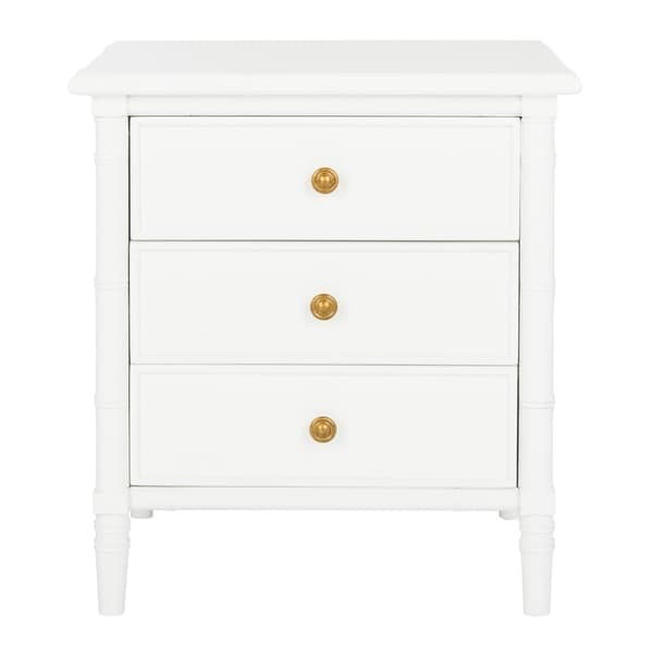 Safavieh Mina Modern Coastal 3-Drawer White Bamboo Nightstand | Bed Bath & Beyond