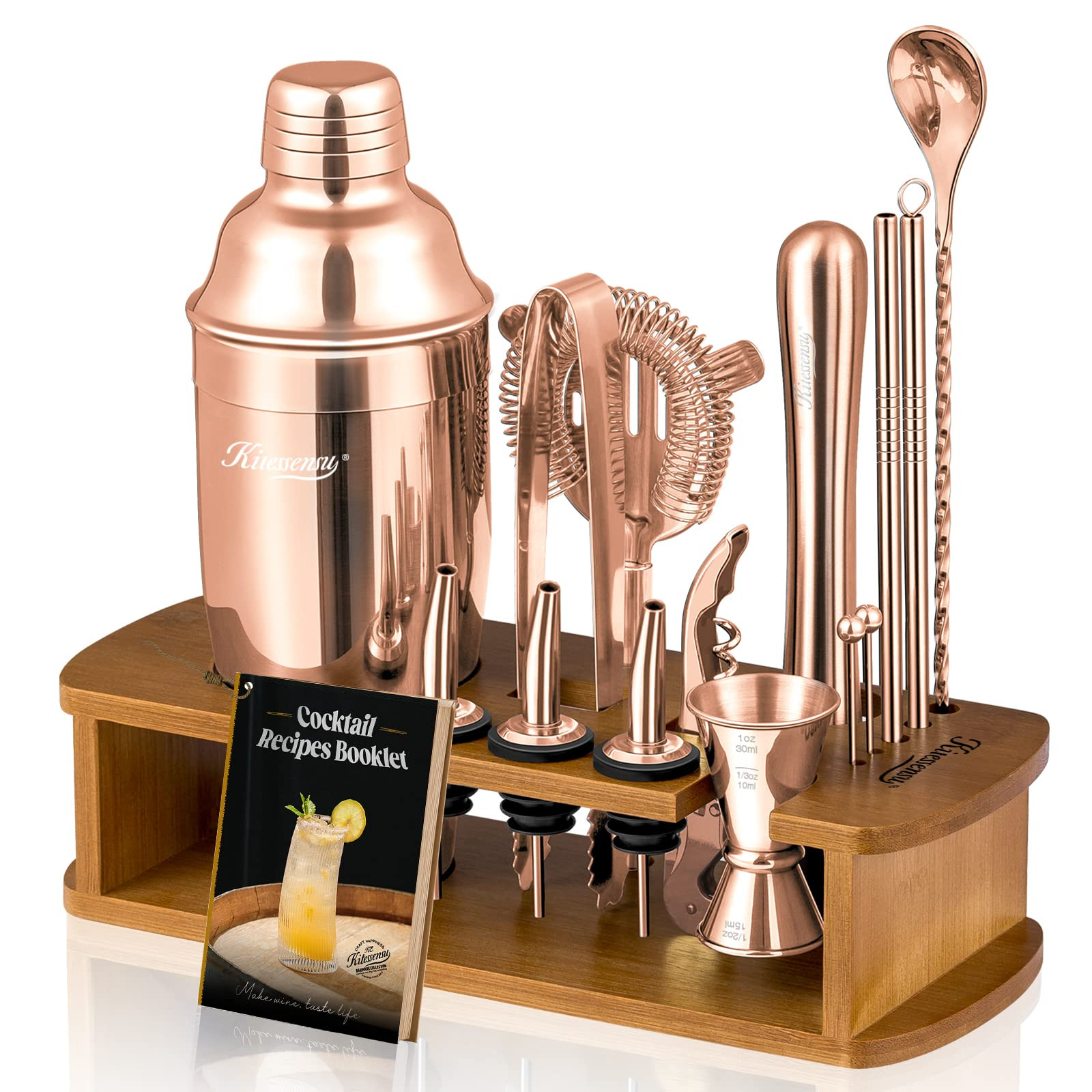 KITESSENSU Cocktail Shaker Set Bartender Kit with Stand - Drink Mixer Bar Set with All Essential ... | Amazon (US)