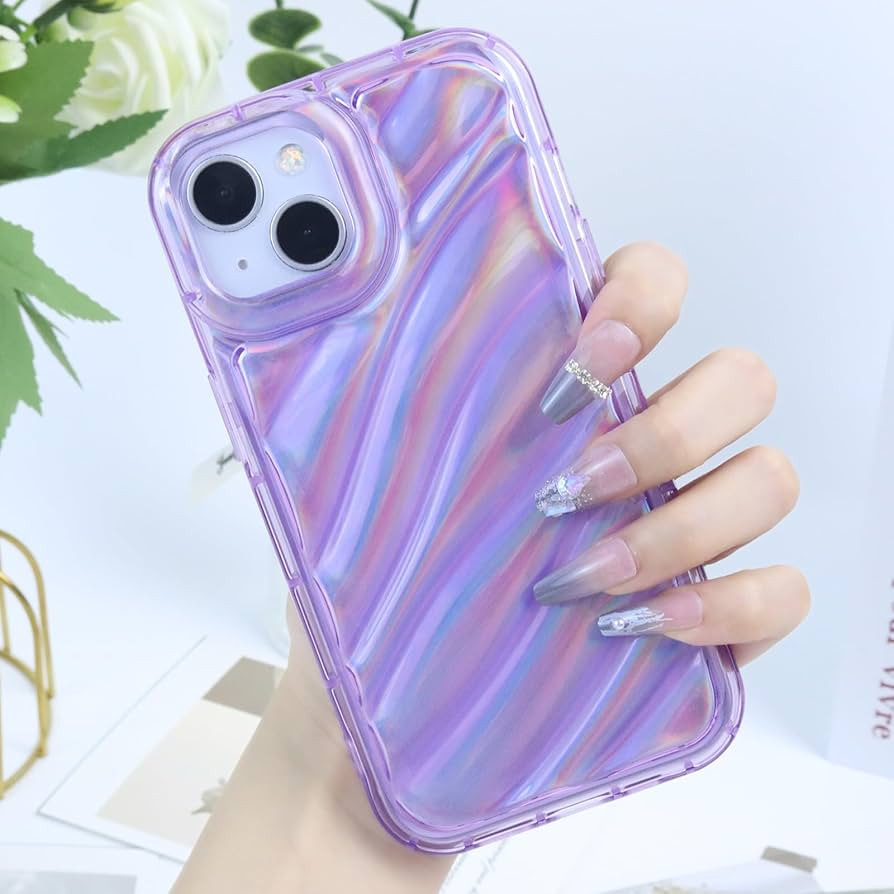 TODXARZC Water Ripple Pattern Case for iPhone 14 Case Clear Curly Wave Frame 3D Soft TPU Shockpro... | Amazon (US)