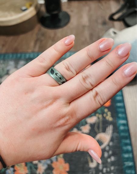 Love my little Baby Yoda ring! This is a Grogu themed silicone wedding ring that I wear for the gym in place of my engagement ring. It’s true to my ring size! Pictured here with a pretty pink nail polish I had for a wedding I was in from OPI

#LTKbeauty #LTKwedding #LTKSeasonal