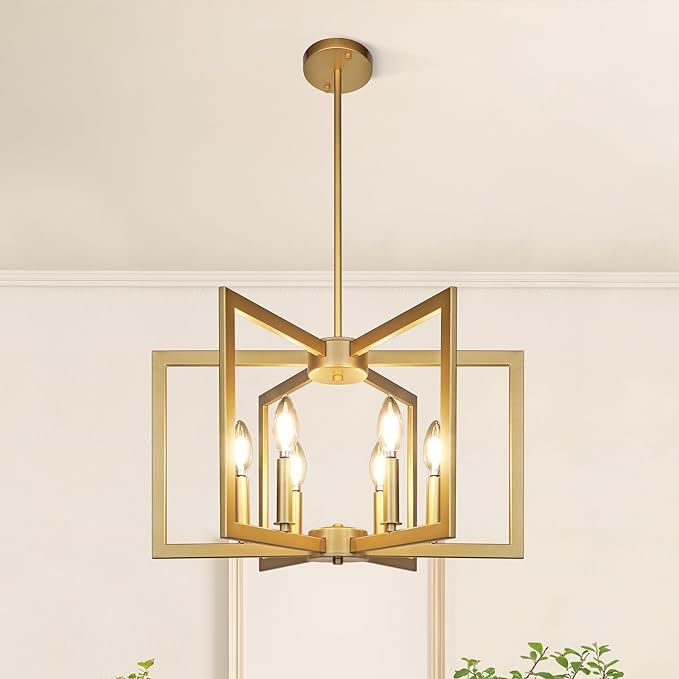Klgxnrd 6-Light Gold Geometric Chandeliers for Kitchen Island, Modern Farmhouse Dining Room Light... | Amazon (US)