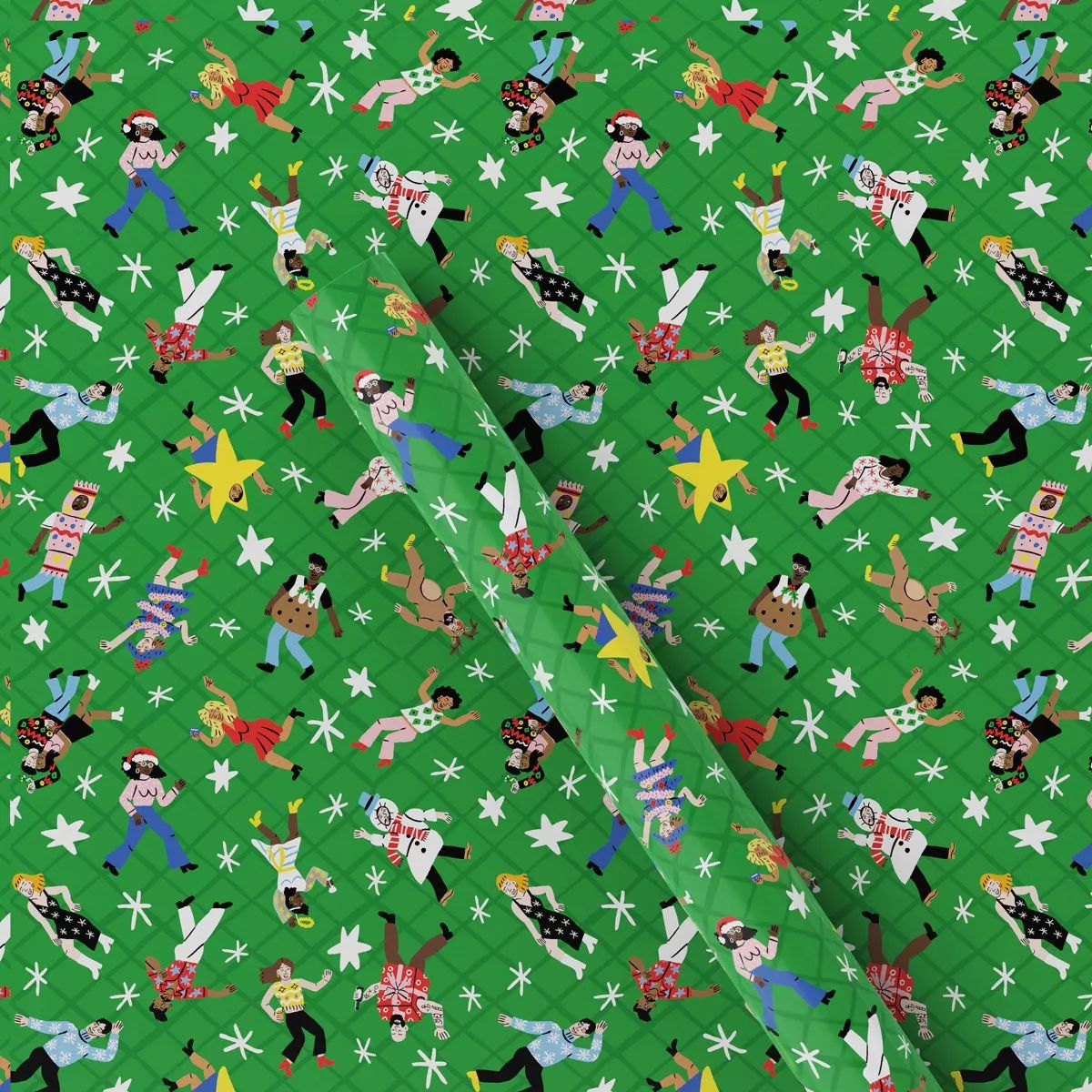 Lucy Kirk 25 sq ft People Dancing Christmas Gift Wrap Green - Wondershop™ | Target