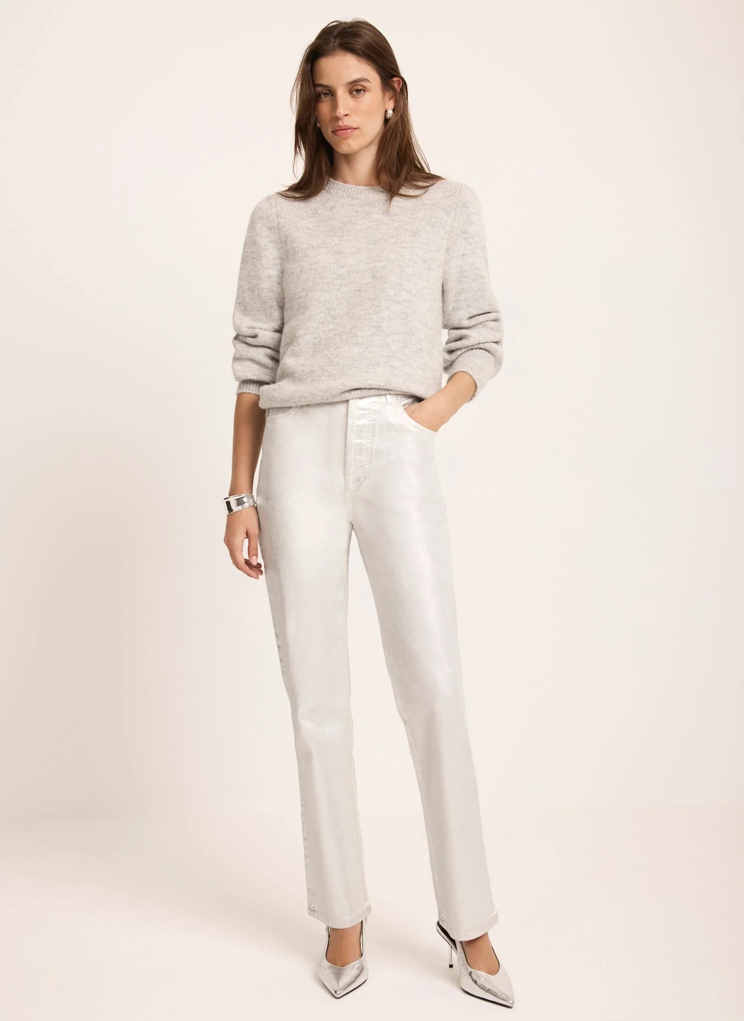 Silver Coated Slim Jeans | Mint Velvet