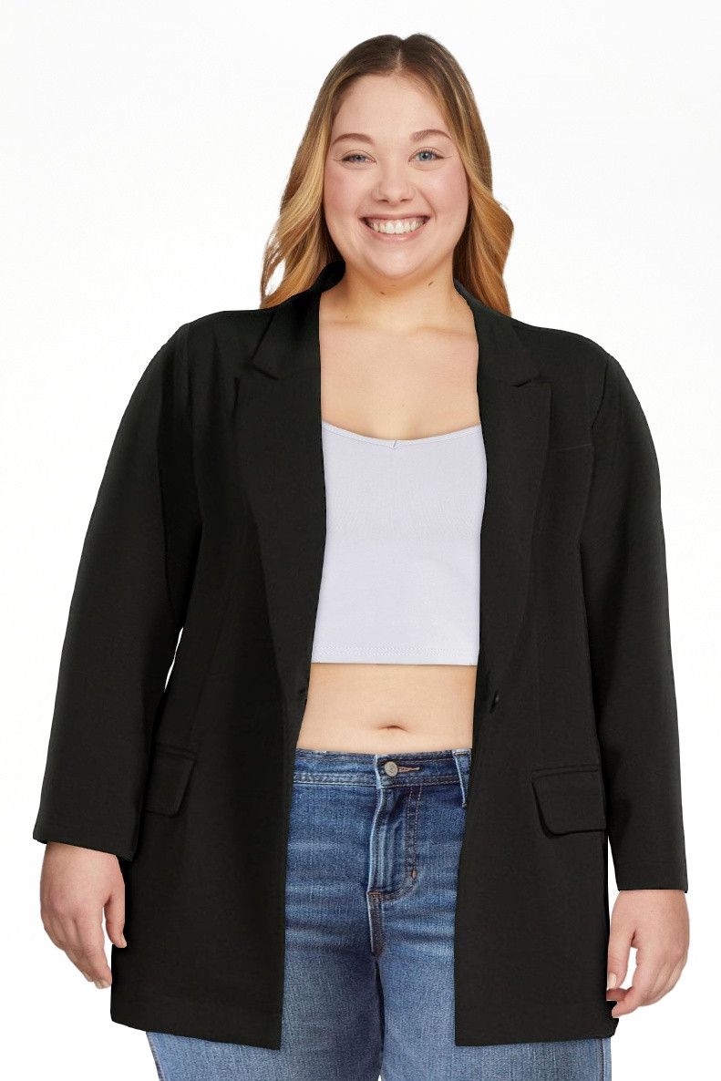 No Boundaries Juniors’ Button Front Blazer, Sizes XS-3XL | Walmart (US)