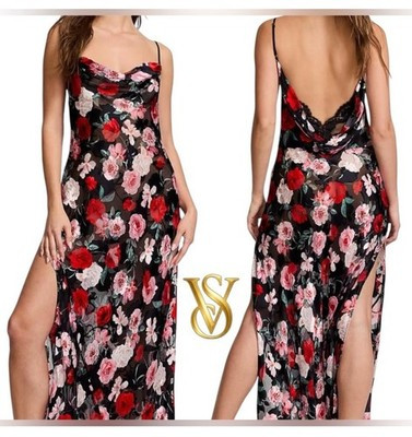 Victoria's Secret Atelier V S  Noir Burnout Satin Plunge Gown. S:s . NWT | eBay US
