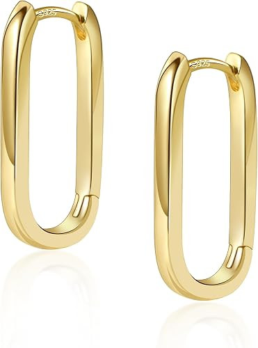 Silver Hoop Earrings for Women Trendy Small Square 14K Gold Hoop Earrings | Amazon (US)