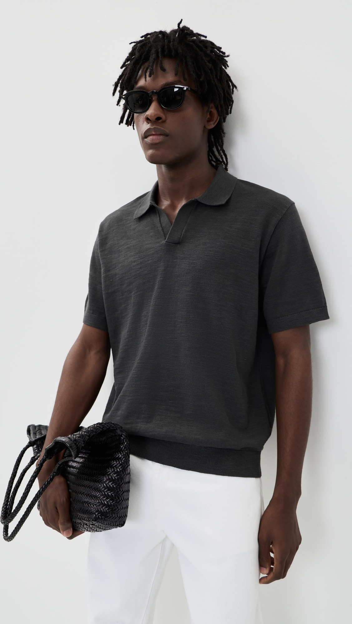 Cotton Slub Short Sleeve Johnny Collar Polo | Shopbop