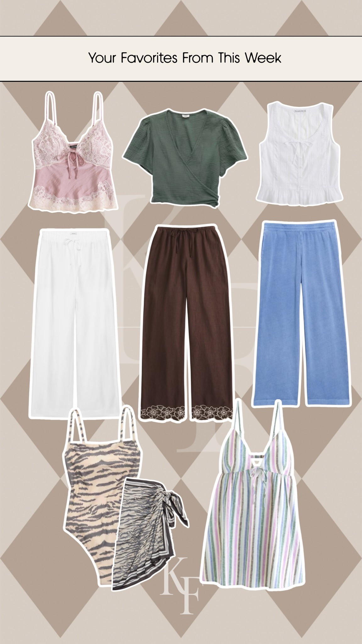 Some of your favorite spring selects from this week! 

Lace Cami - Lounge Pants - Linen Pants - Zebra Swimsuit - Striped Mini Dress - Ruffled Shirt


 

#LTKSeasonal #LTKSwim