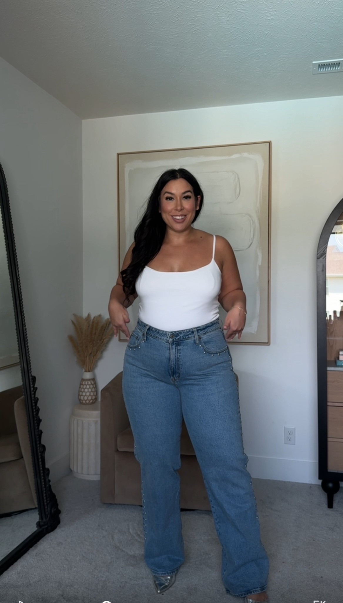 Use code AFBONNIE for a stackable discount! Wearing a size 33 L - Curve Love 90s Relaxed (color: medium studded)