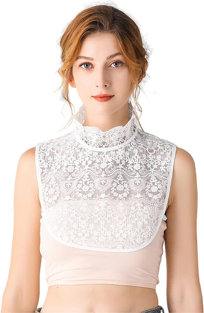 SUZALA Lace False Collar, Women Detachable Fake Collar Fake Collar for Blouse Hoodie Sweater Coat | Amazon (US)