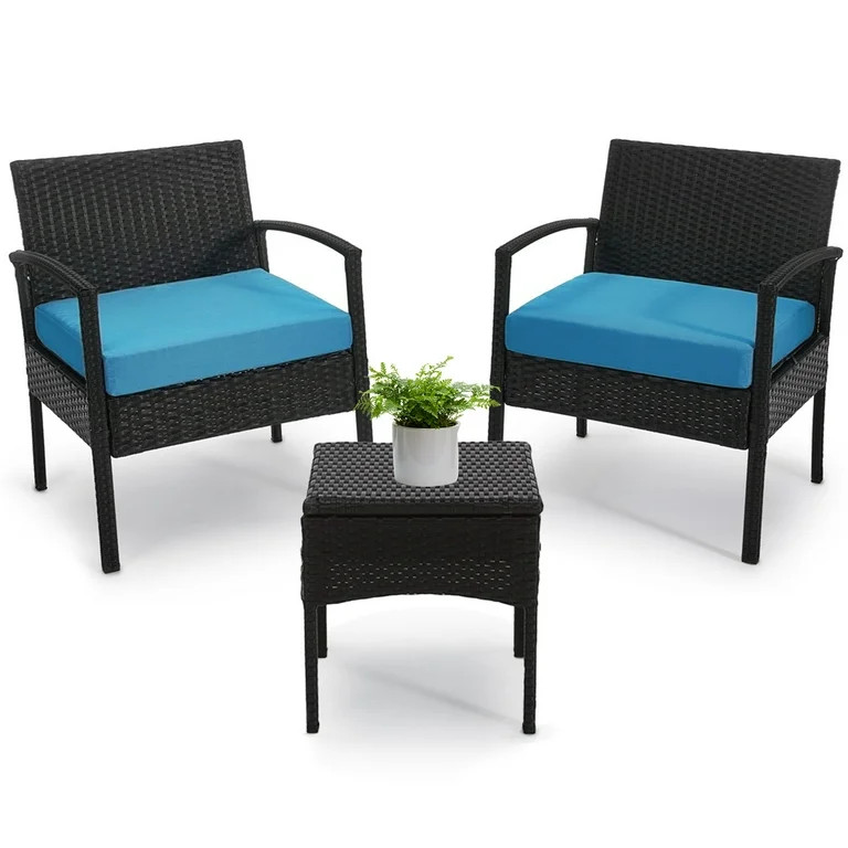 Tappio 3 Pieces Patio Conversation Set, Outdoor Furniture Set, Patio Bistro Set, All-weather Wick... | Walmart (US)
