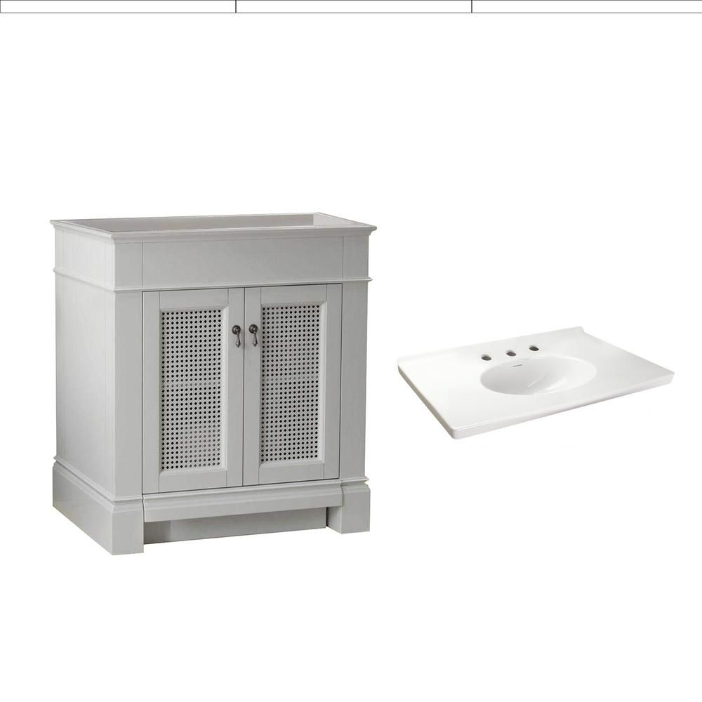 American Standard Portsmouth 30 in. Bath Vanity in White with Fireclay Vanity Top in White with Whit | The Home Depot